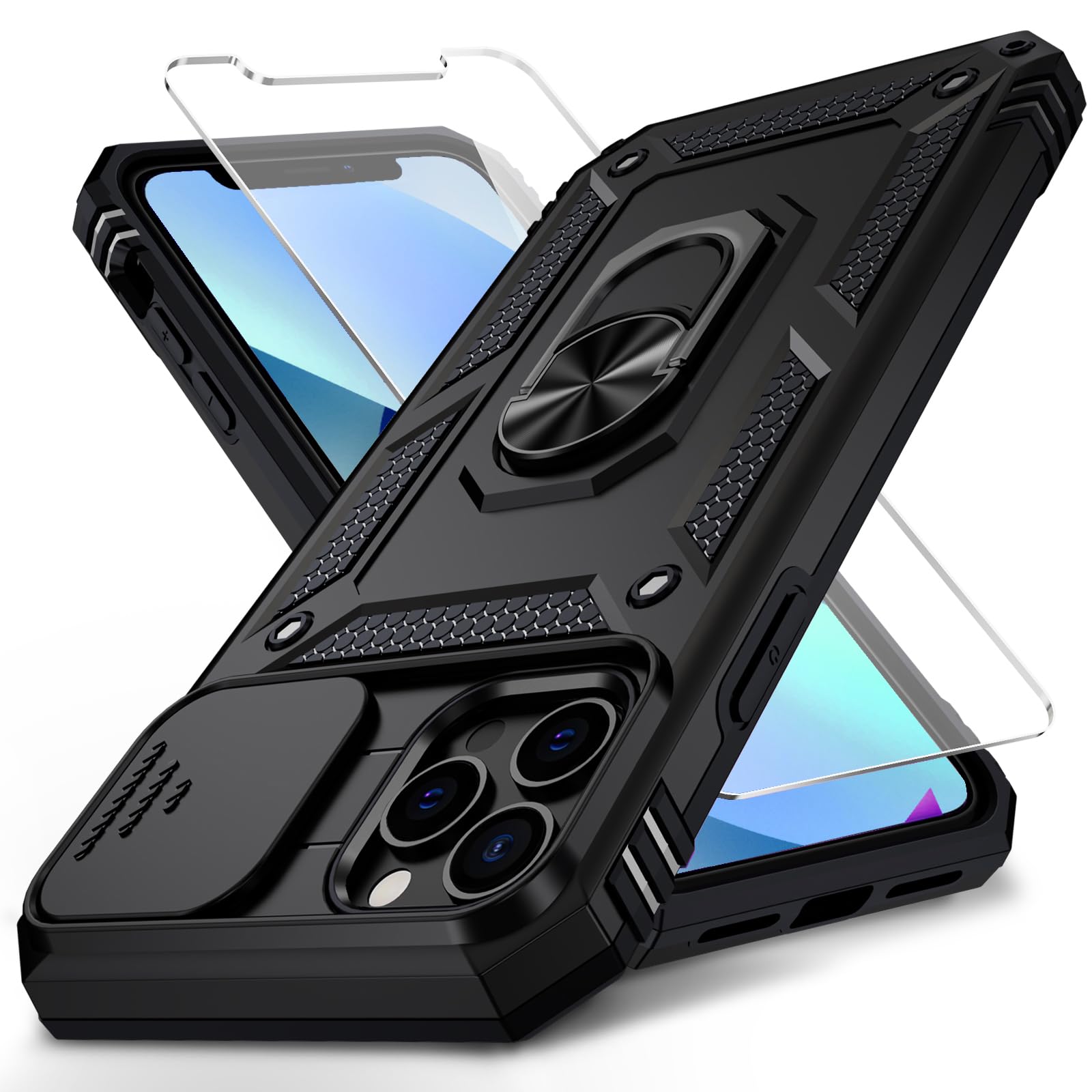 for iPhone 11 Pro Case with Camera Lens Cover HD Screen Protector, 10 FT Militar