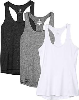icyzone Women's Tank Top Sports Running Racerback Top Sleeveless Fitness Gym Shirt, Pack of 3