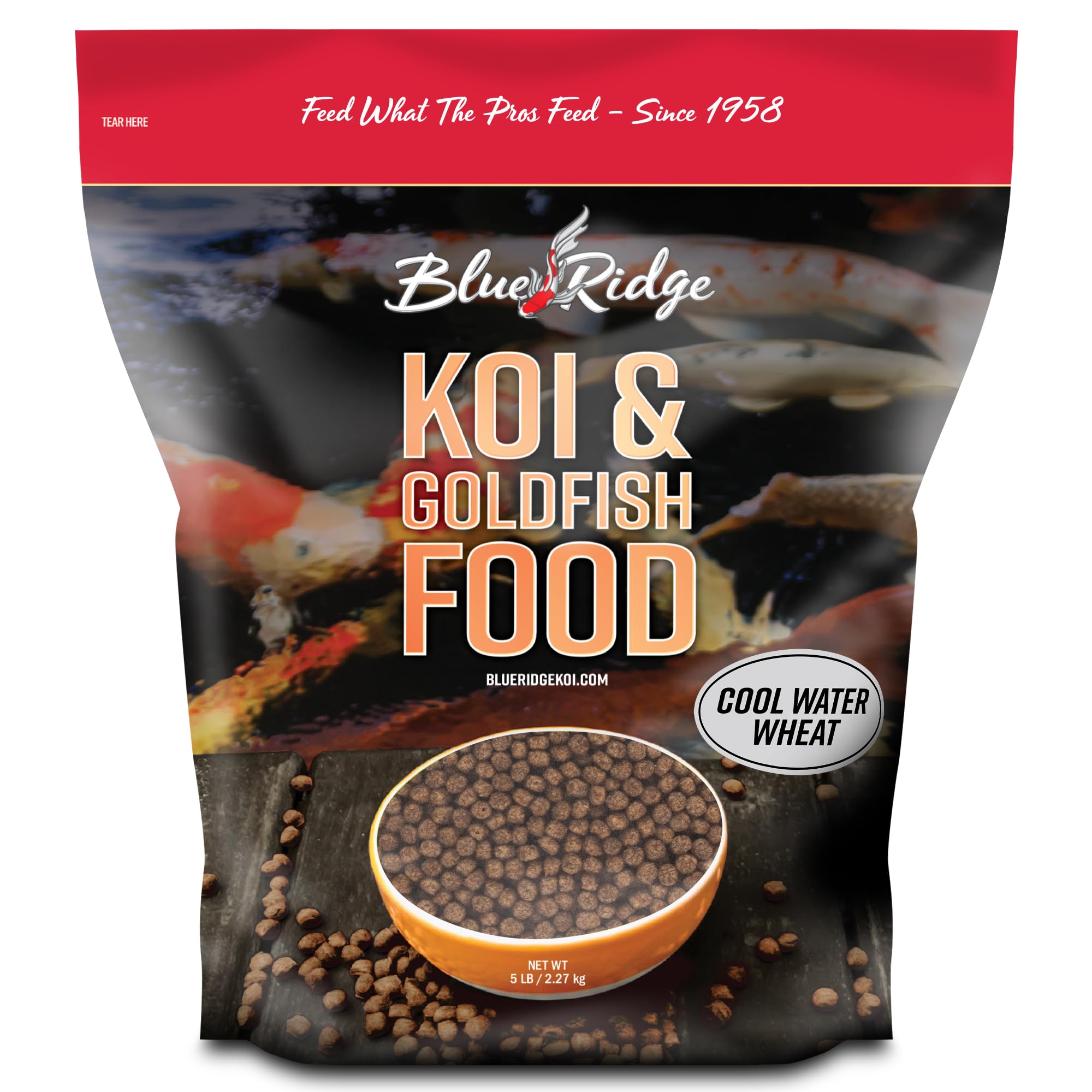 Blue Ridge Cool Water Wheat Koi Fish Food, 3/16" Pellets, 5 lb | Wheat-germ form