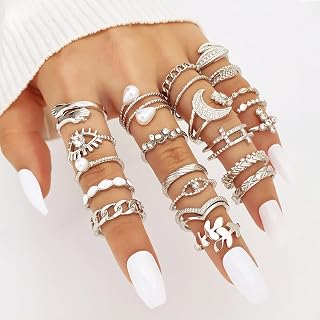 23pcs/set Fashionable ring set, geometric style and bohemian accents for all kinds of decoration accessories