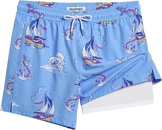 maamgic Men's 5.5 inch swimming trunks with compression lining, quick drying, zip pockets