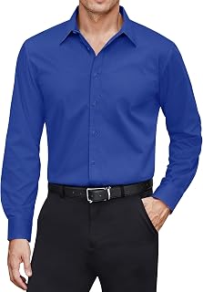 J.VER Men's Dress Shirts Stretch Stain Shield Long Sleeve Solid Formal Shirt Business Casual Button Down Shirts