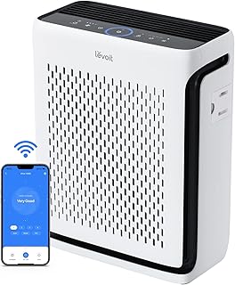 LEVOIT Air Purifier for Home Pets Bedroom Dorm Room Washable Pre-Filter | Quiet HEPA Sleep Mode for Pets, Allergens, Pollen, Smoke, Smart Monitor, AHAM VERIFIDE, Up to 1073Ft², Vital 100S-P, White