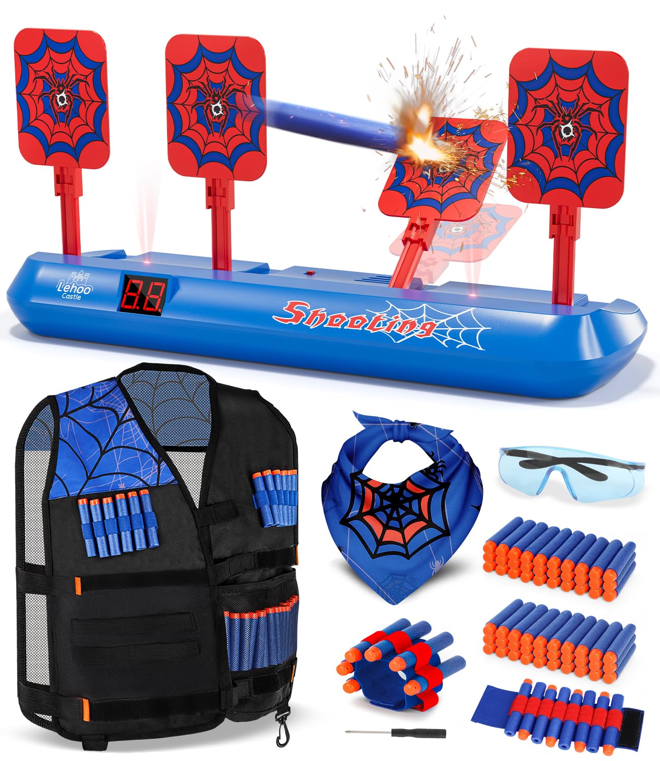 Lehoo Castle Electronic Target for Nerf Guns, Spider Shooting Toy | Auto-Reset T