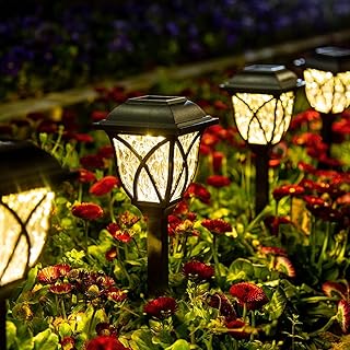 GIGALUMI 6 Pack Solar Lights Outdoor Waterproof, LED Solar Garden Lights | Outdoor Decorations, Garden Decor for Yard, Patio, Landscape, Planter, Walkway (Warm White)
