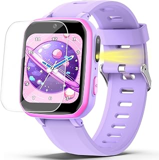 Zicor Kids Smart Watch Gift with 26 Puzzle Games, Dual Camera, Music Player, Pedometer, Video Recorder, Flashlight, Alarm Clock, HD Touch Screen, Toy Smart Watch for Boys and Girls Age 4-12 (Purple)