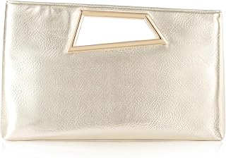 Coucoland Women's PU Leather Clutch Purse with Metallic Geo Top Handle