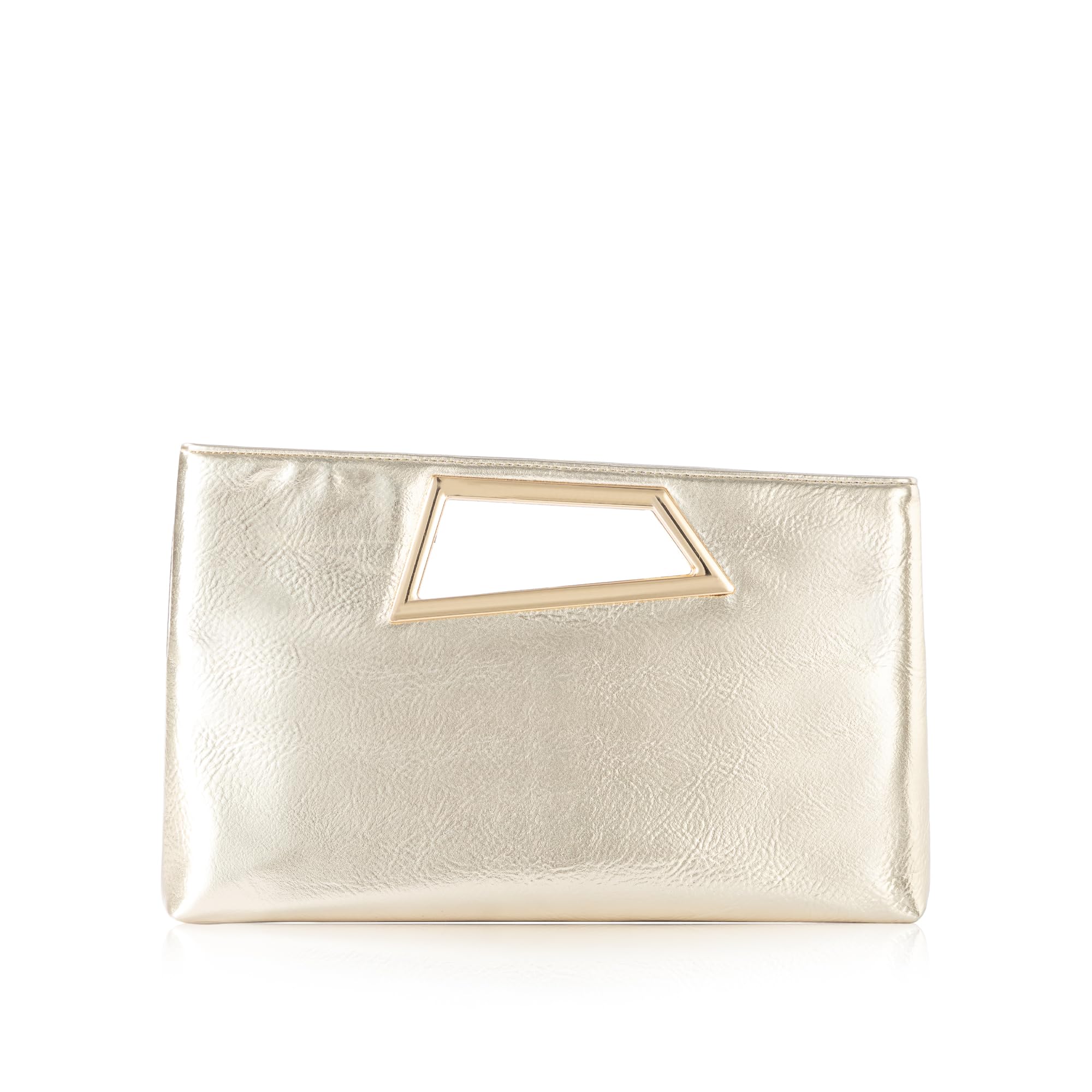 Coucoland Women's PU Leather Clutch Purse with Metallic Geo Top Handle