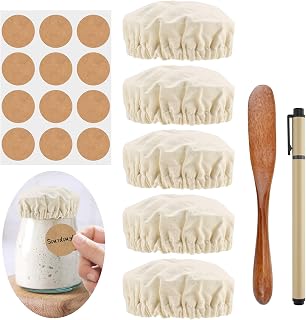 6Pcs Sourdough Starter Jar Covers Cloth for 3-4 Inch Jar Mouth