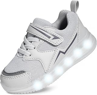 YESKIS Toddler Boys Girls Light Up Shoes LED Flashing Lightweight Mesh Breathable Adorable Running Sneakers for Toddler and Little Kid