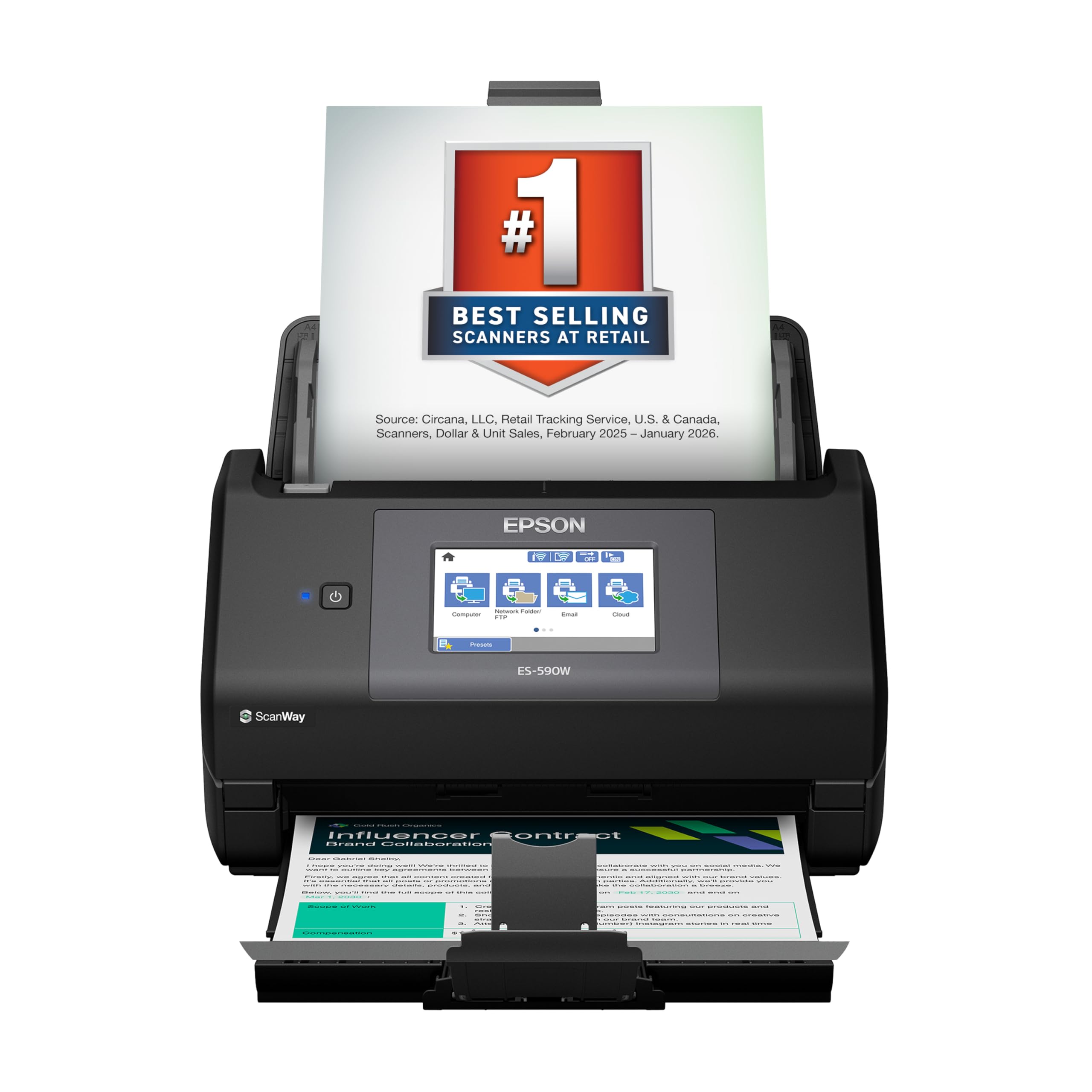Epson Workforce ES-590W Wireless & USB High-Speed AI & Cloud Ready Desktop Color