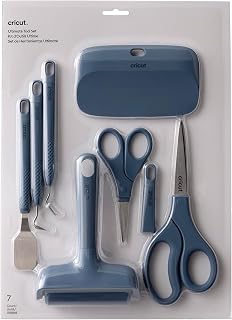 Cricut Ultimate Toolset, Blue - 7 Precision Craft Tools | Weeder, Hook Weeder, Wide Spatula, XL Scraper, Small &amp; Large Scissors, &amp; Brayer -Perfect for Weeding Vinyl, Scrapbooking, DIY