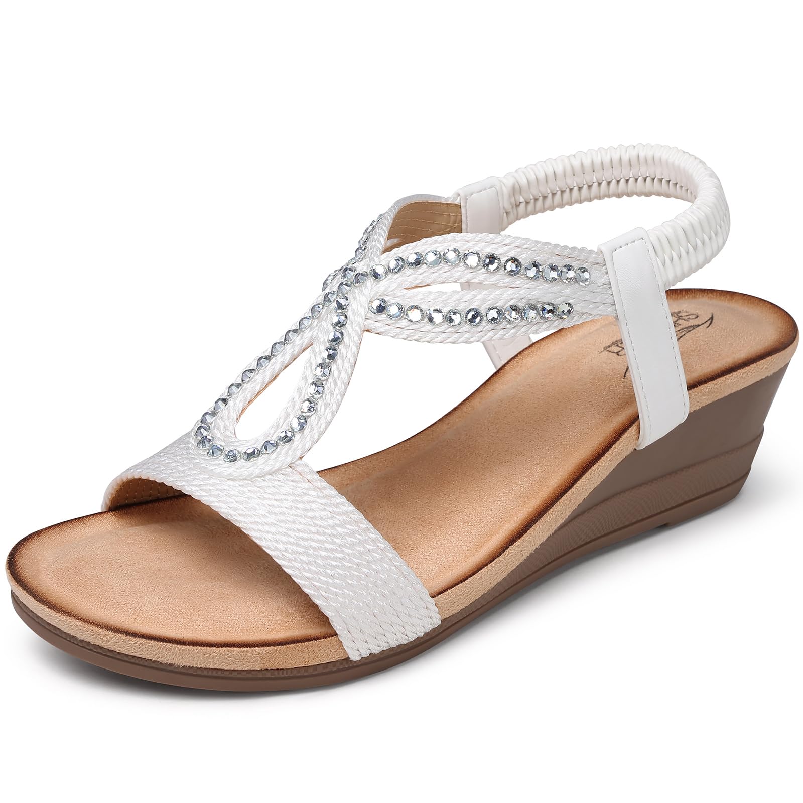 SHIBEVER Wedge Sandals for Women Dressy: Summer Low Wedges Comfortable Open Toe 