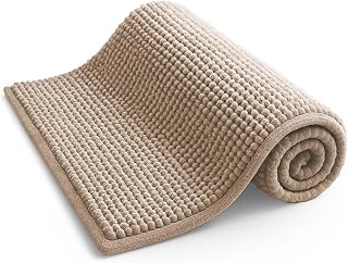 KEPLIN Non-Slip Microfibre Bath & Toilet Mat, Plush Rug 40x60cm Beige | Bath & toilet mat, soft plush microfibre, machine washable, water absorbent, quick drying, non-slip, hygienic & comfortable