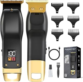 Beard Trimmer for Men, Cordless Hair Clippers for Men with 6 Guards | Type-C Rechargeable Hair Trimmer with Led Display, Electric Razors for Face, Neck, Groin &amp; Manscaping, Ideal Gift for Men