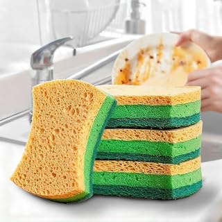 3 Pieces Anti-Scratch Sponges, Natural Dish Sponges, Kitchen Sponges, Cleaning Sponge, Quickly Clean Without Scratches, Supports Stuck Dirt, Cleaning Power for Daily Jobs
