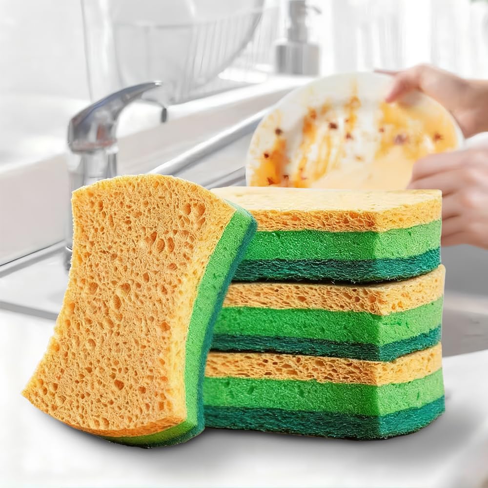3 Pieces Anti-Scratch Sponges, Natural Dish Sponges, Kitchen Sponges, Cleaning S