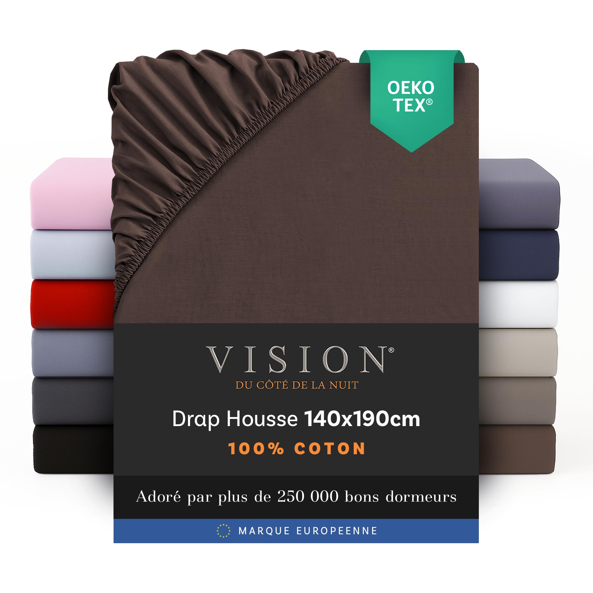 Vision Fitted Sheet – 100% Cotton Double Bed (140 x 190 cm) – Brown | Elasticate