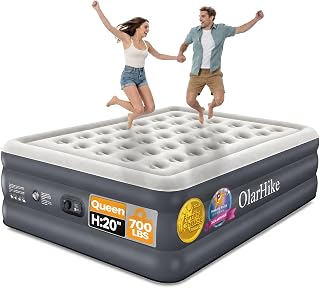 OlarHike Air Mattress Queen Built-in Pump, 20" H Inflatable Mattress,700LBS | Soft blow up mattress for Home and Guest, air bed,10 Year Product Support