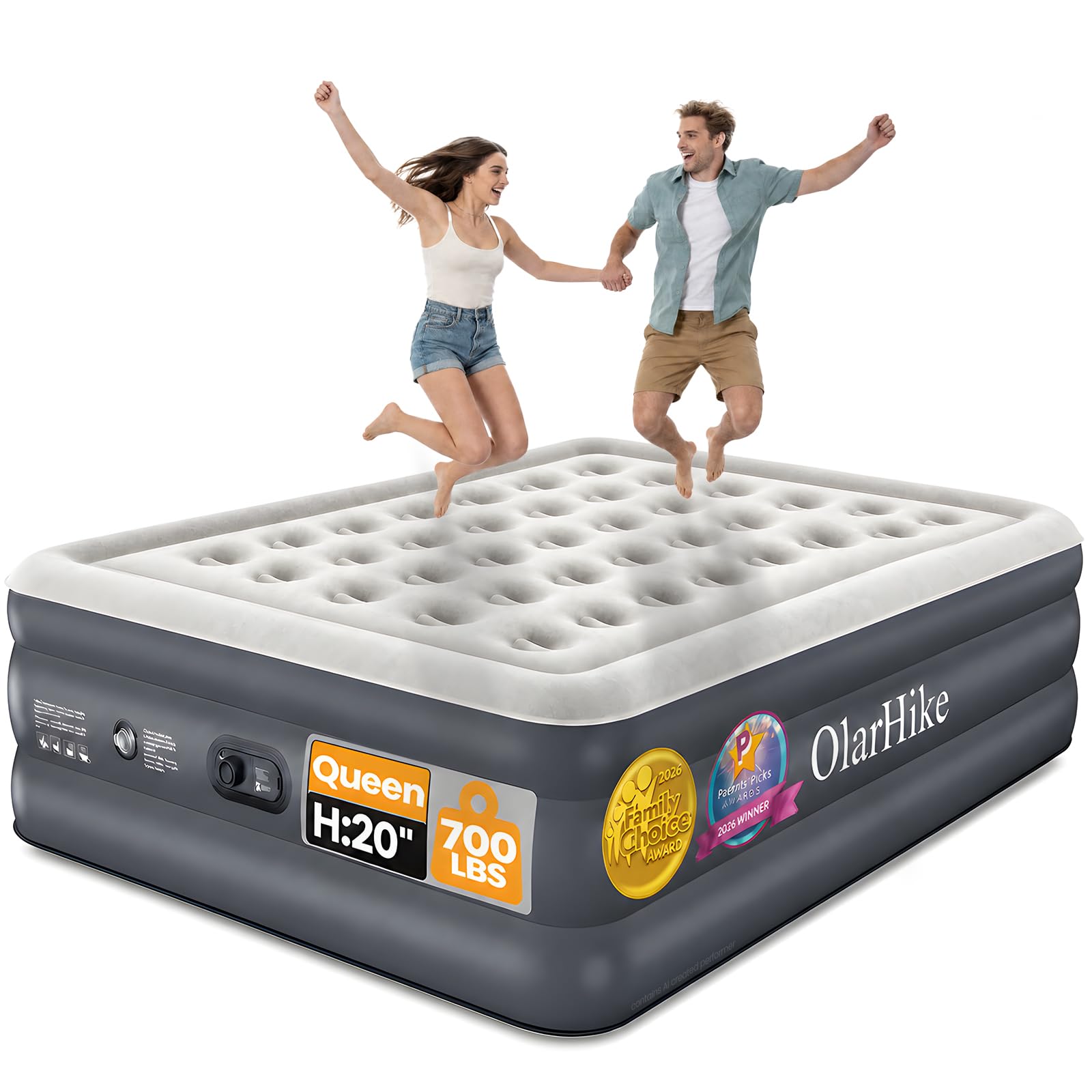 OlarHike Air Mattress Queen Built-in Pump, 20" H Inflatable Mattress,700LBS | So