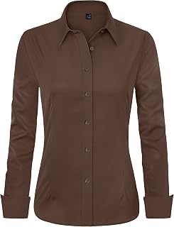 J.VER Women Button Down Shirt Cotton Stretch Collar Long Sleeve Casual Work Shirt