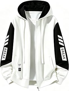 FJLTDCP Men's Hoodie, Autumn and Winter, Long Sleeve, Loose, Zip-up Hooded, Stylish, Large Size, Loose, Hooded, Stylish, Simple