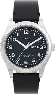 Timex Waterbury - Reloj analógico para hombre de 39 mm, caja de acero inoxidable duradera, ventana de día y fecha, diseño duradero, resistencia al agua hasta 100 m