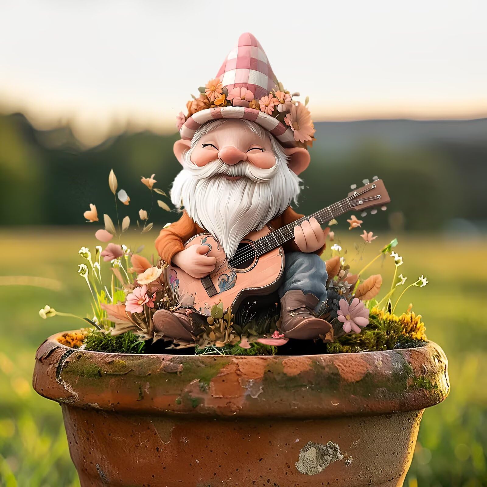 Dwarf Guitar Acrylic Garden Stake, Acrylic Indoor Outdoor Decoration Suitable fo