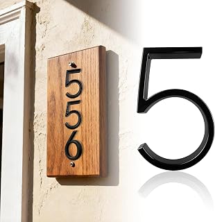 5" House Number Modern Address Sign Mailbox Door Wall Decor Metal Number Plaque Easy Installation Outdoor