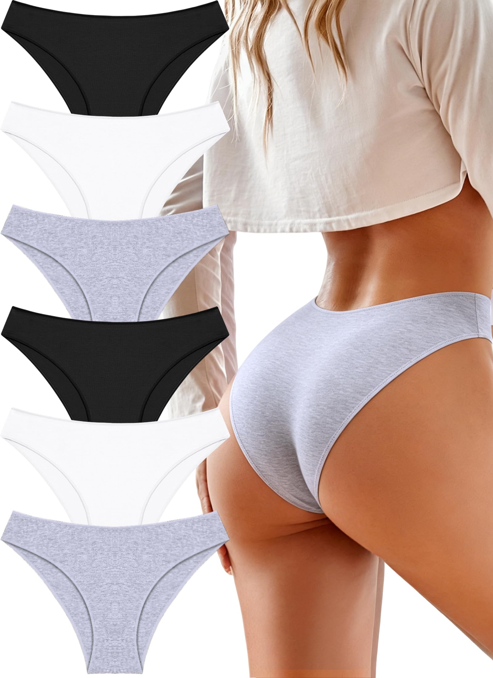 Cotton Underwear Womens Sexy Cheeky Bikini Panties Lingerie Outfits 6 pack