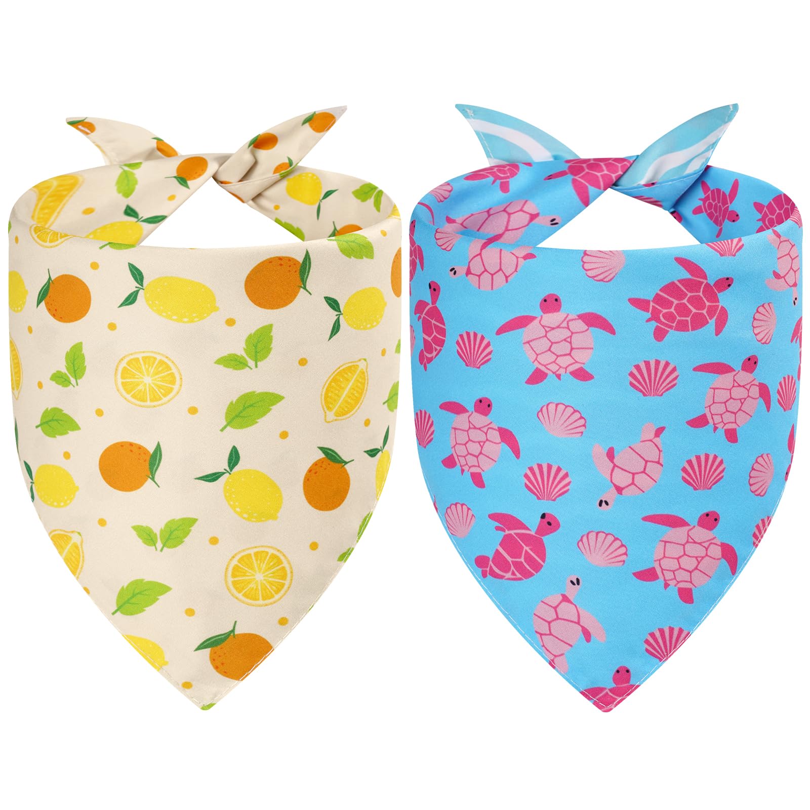 Lot de 2 bandanas d'été pour chien, 4 motifs, bleu, rose, jaune pour garçon et f