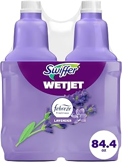 Swiffer WetJet Multi-Purpose Floor Cleaner Solution with Febreze Refill, Hardwood Floor Cleaner, Lavender Scent, 1.25 Liter -42.2 Fl Oz (Pack of 2)