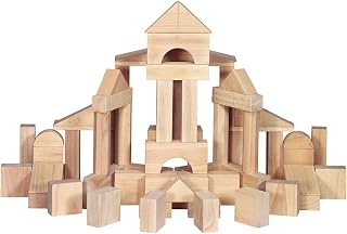 Melissa & Doug Standard Unit Solid Wood Building Blocks | 61 Pieces, 60 Jumbo Hardwood Blocks, Wooden Storage Tray, Architecture Pretend Play, Toddler Learning Toys for Kids, Ages 2+