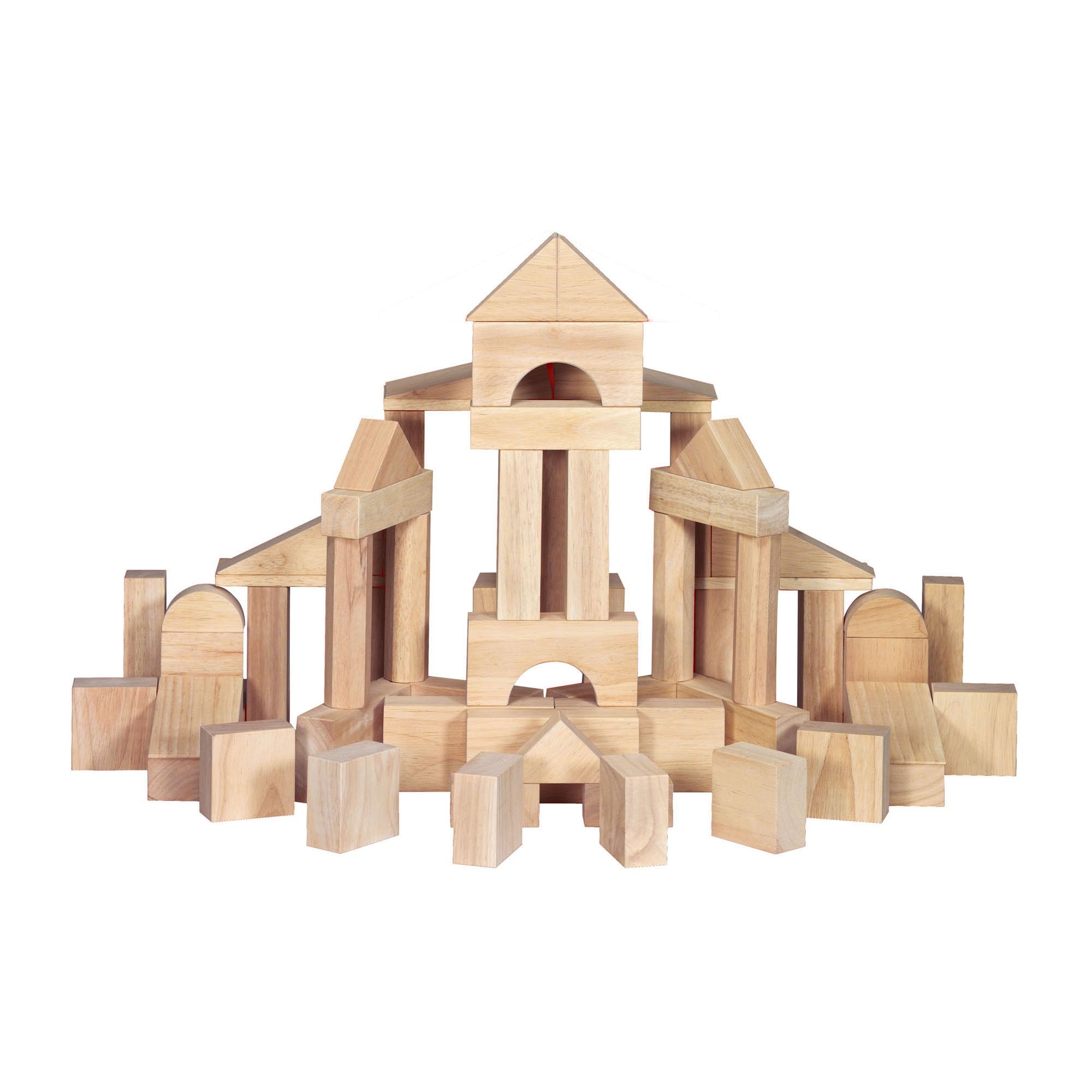 Melissa & Doug Standard Unit Solid Wood Building Blocks | 61 Pieces, 60 Jumbo Ha