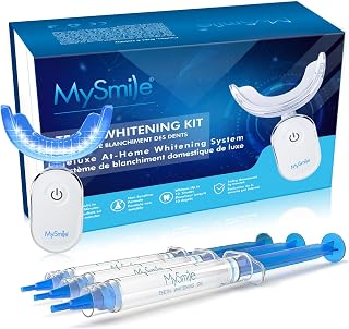 MySmile Teeth Whitening Kit with LED Light, 3 Non-Sensitive Teeth Whitening Gel and Tray, Deluxe 10 Min Fast-Result Carbamide Peroxide Teeth Whitener, help Remove Teeth Stain from coffee, drinks, food