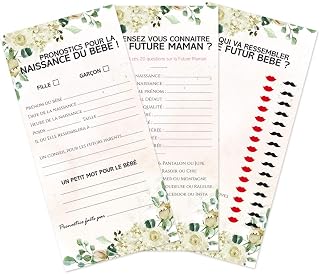 OLILLY - 30 Baby Shower Game Cards - 3 Games to Liven Up Your Baby Shower (Mood Game)