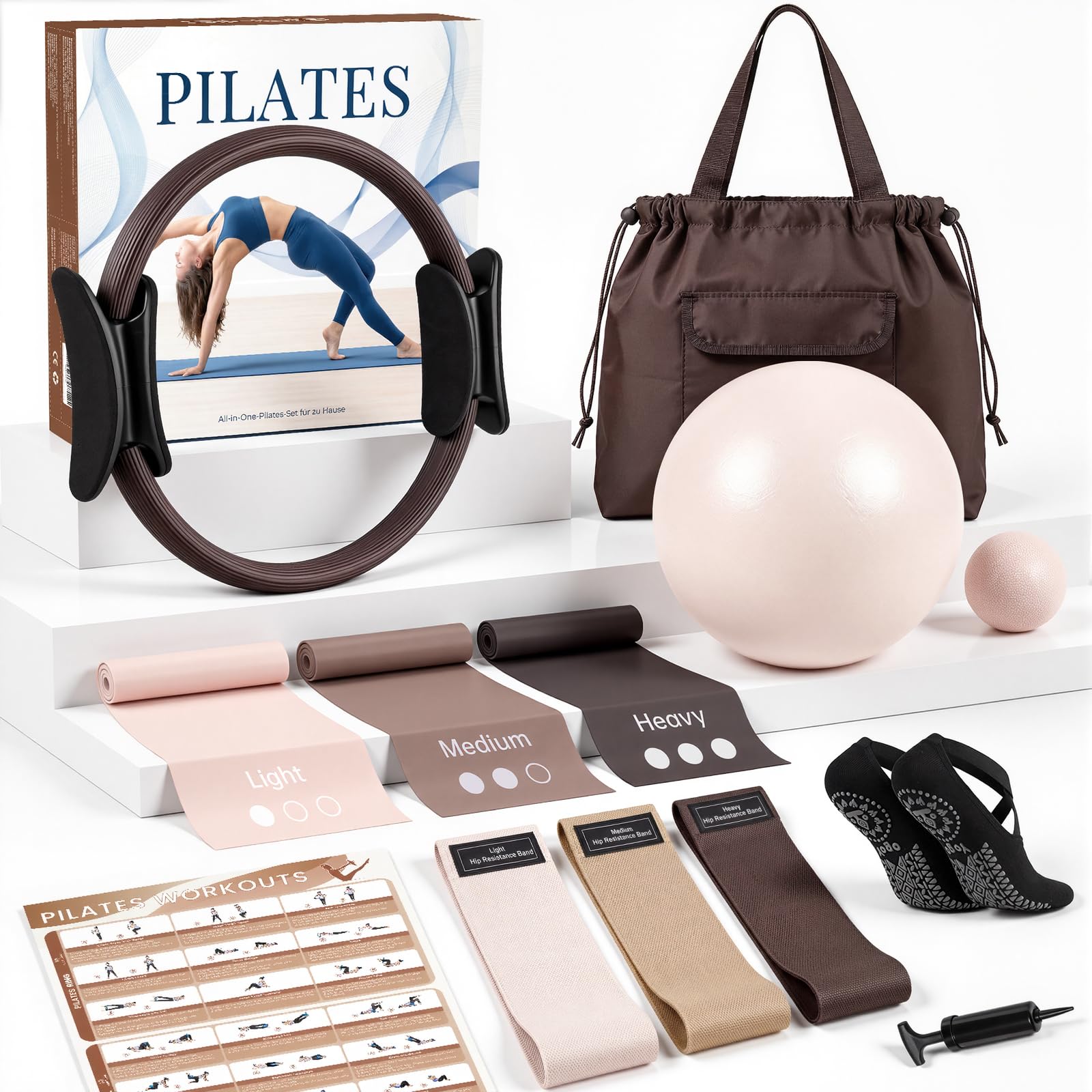 GINMIC Pilates Kit, Pilates Equipment for Home Workouts, at Home Pilates Set wit