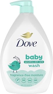 Baby Dove Care Baby Wash Fragrance-Free Moisture 1 Pack 34 oz | For Baby Bath Time Fragrance Free and Hypoallergenic, Washes Away Bacteria