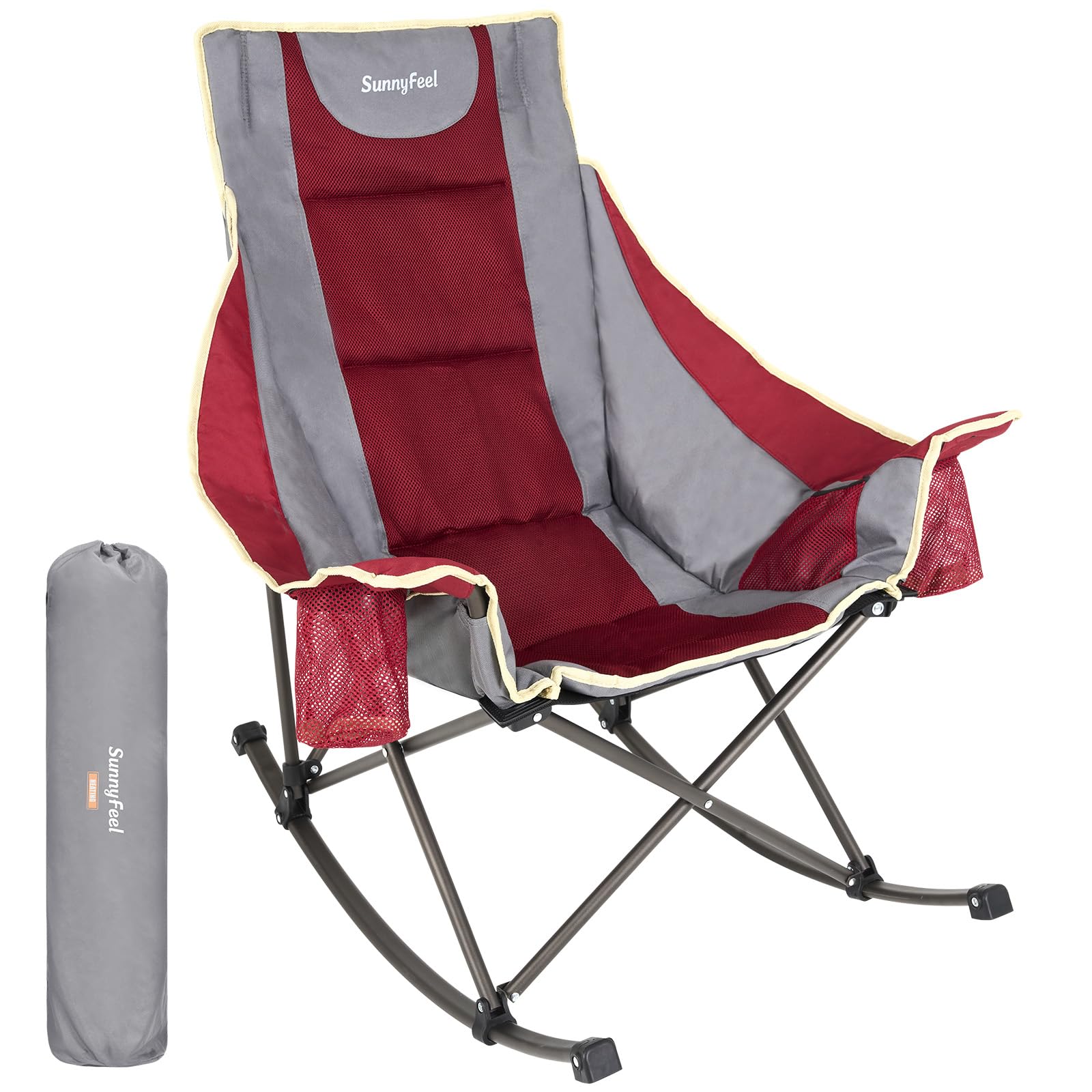 Sunnyfeel Camping Rocking Chair for Adults, Luxury Padded Recliner, Oversized Fo