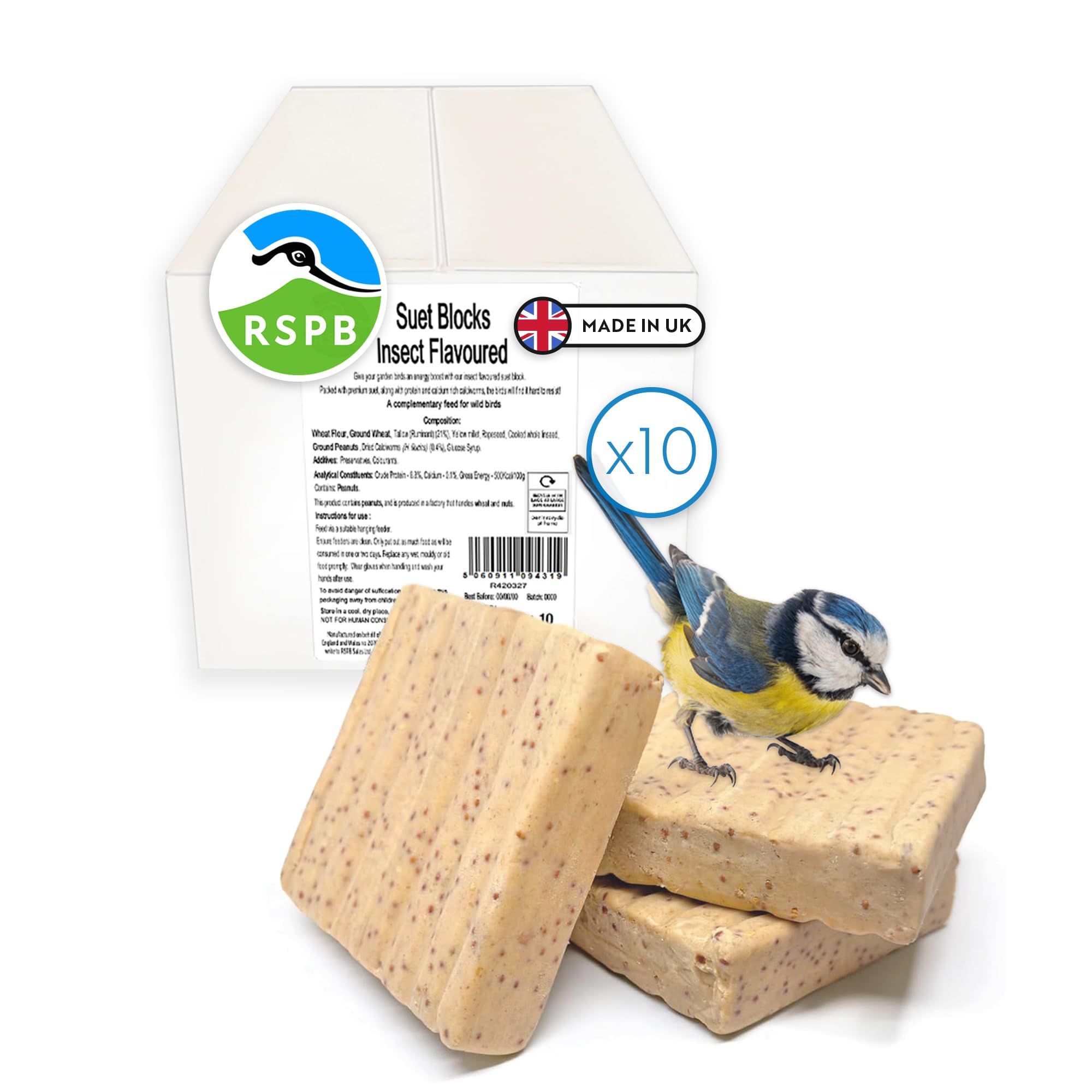 RSPB - Suet Blocks for Wild Birds, Fat Blocks with Premium Ingredients, Made in 