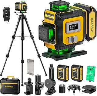 SOARFLY Niveau Laser 4D avec Trépied, Niveau Laser Vert Autonivelant Croix à 4×360°, 2 Batteries 4000mAh, Télécommande, Support Magnétique, pour Carrelage, Construction et Rénovation Intérieure