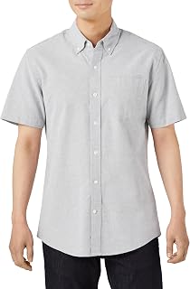 Amazon Essentials メンズ オックスフォードシャツ ワイシャツ ポケット付き スリムフィット 半袖