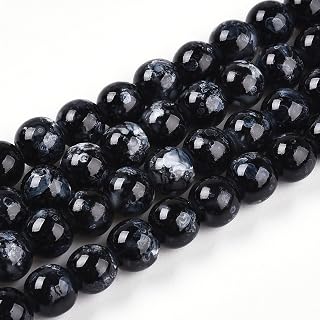 100pcs 8mm Opaque Round Painted Glass Beads for Earring Necklace Bracelet Jewelry Making DIY Crafts Making, Hole:1.2mm Black
