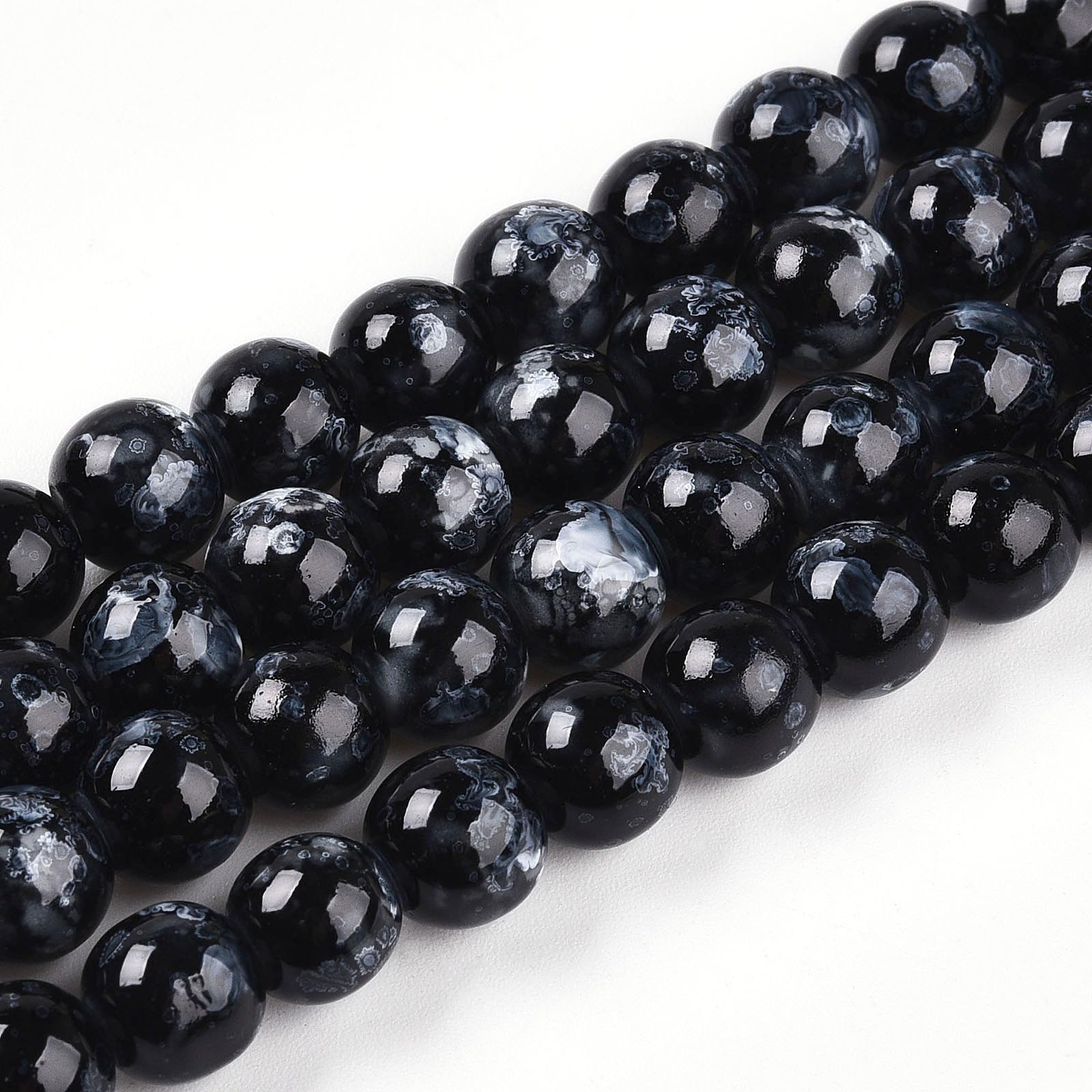 100pcs 8mm Opaque Round Painted Glass Beads for Earring Necklace Bracelet Jewelr