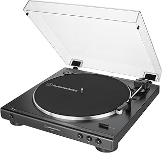Audio-Technica AT-LP60X-BK Fully Automatic Belt-Drive Stereo Turntable, Black, Hi-Fidelity, Plays 33-1/3 and 45 RPM Vinyl Records, Dust Cover, Anti-Resonance, Die-Cast Aluminum Platter