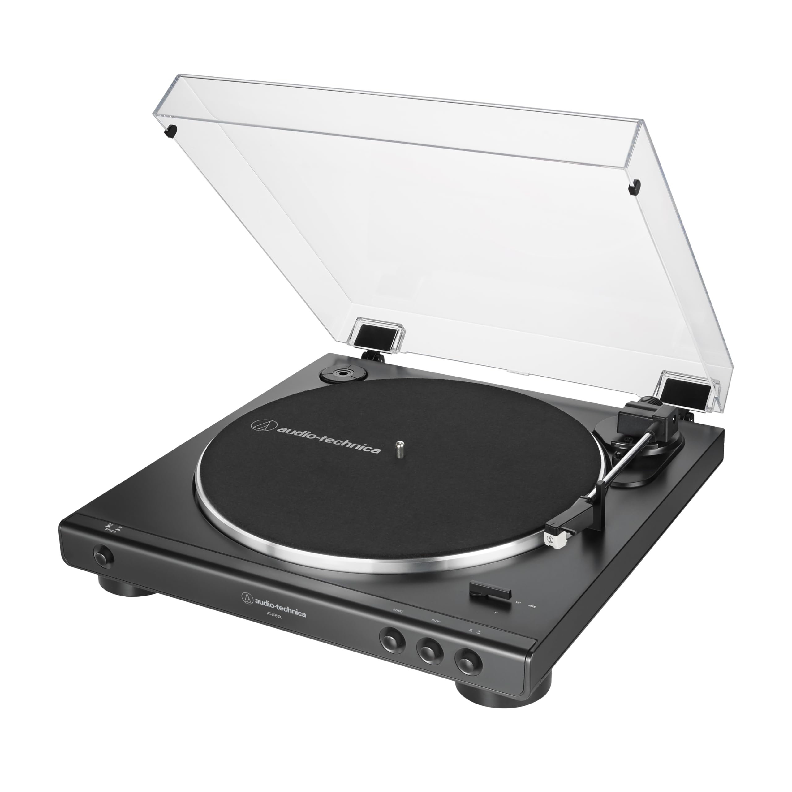 Audio-Technica AT-LP60X-BK Fully Automatic Belt-Drive Stereo Turntable, Black, H