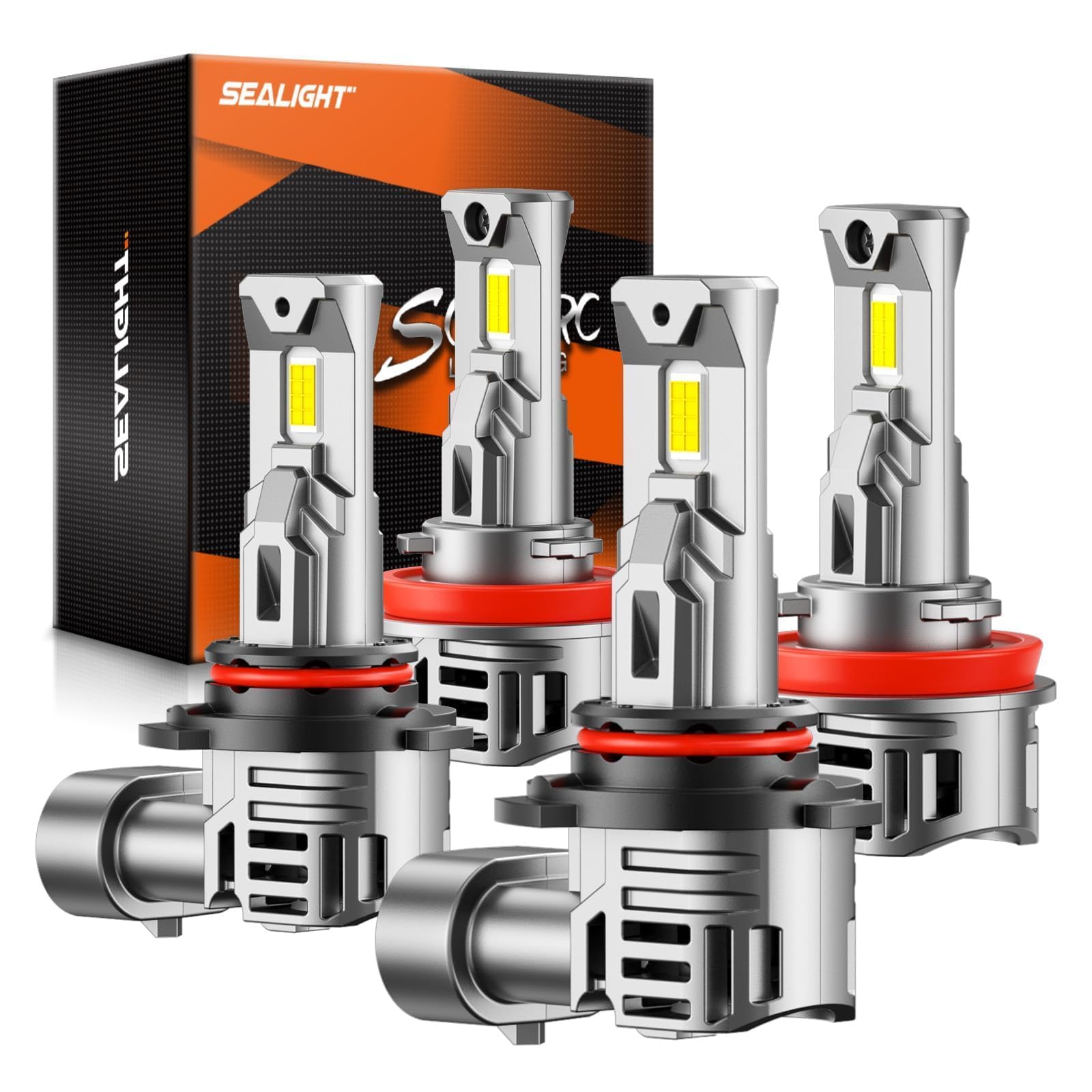 SEALIGHT 9005 H11 LED Bulbs Combo, 100000LM 10X Super Bright 6500K White, HB3 H8