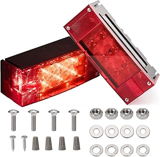 CZC AUTO 2PCS 12V LED Submersible Low Profile Rectangular Trailer Lights | Tail Stop Turn Running Lights Kit, Sealed for Boat Trailer Truck Marine