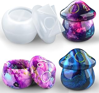 Juome Jar Resin Molds Silicone, Mushroom Jar Silicone Molds for Epoxy Resin | Mushroom Jars Silicone Molds with Lid for Epoxy Resin Casting for DIY Jewelry Storage Box, Candy Container, Home Decoration
