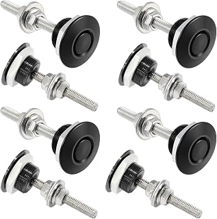 Doaho Packs of 8 Universal Aluminum Vehicle Hood Pins - Black | Quick Release Lock Latch Bumper-License Plate Lock Clip,Quick Release Lock Latch Bumper,Diameter 1.25 inch